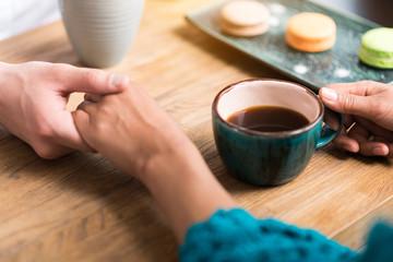 Couple enjoying sweet dessert and love