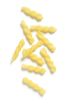 Gemelli Twist Pasta on White Background