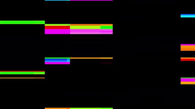 Abstract Colorful Pixel Error Glitch Video Damage on Black Background