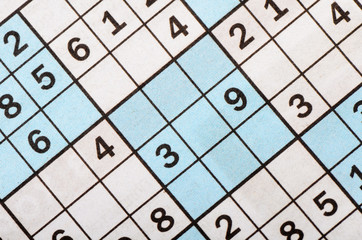 The blank crossword closeup