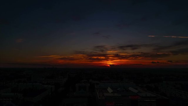 Time lapse of Kostanay city center against the sunrise.