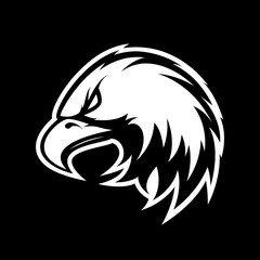 Furious eagle head sport vector logo concept isolated on black background. Modern angry predator professional team badge design.
Premium quality wild bird mascot t-shirt tee print illustration.