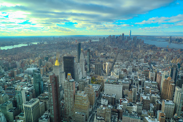 lower manhattan view from empire state building, NYC, USA