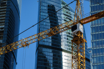 construction of high-rise buildings. modern view. landscape. crane