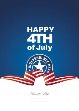 Happy Independence Day USA ribbon blue background