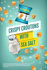 Vector realistic illustration of croutons with sea salt.