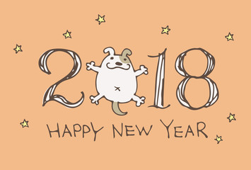 戌年　年賀状　手描きイラスト