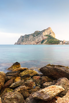 Long exposure's landscape of Calpe, Alicante, Spain with Penon of Ifach