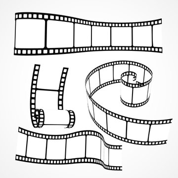 3d film reel strip vector set