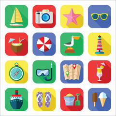 Summer Vacation Icon Set in a Flat Design