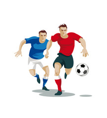 Players are fighting for the ball. Vector Illustration