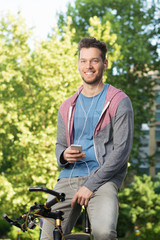 Young man on bicycle