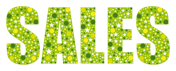 Green joyful sales word illustration.
