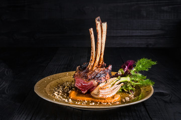 Gourmet Main Entree Course Grilled rack of lamb © nazarovsergey