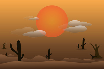Cartoon desert landscape, wild west illustration EPS 10.