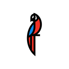 Fototapeta premium Modern flat bold line icon or logo template of macaw parrot