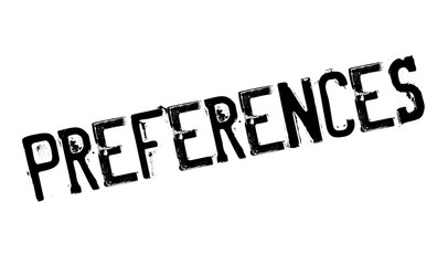 Preferences rubber stamp. Grunge design with dust scratches. Effects can be easily removed for a clean, crisp look. Color is easily changed.