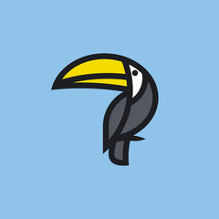 Modern flat bold line icon or logo template of toucan © ussr design studio