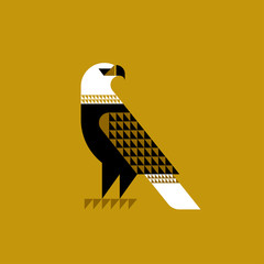 Decorative falcon on ochre background
