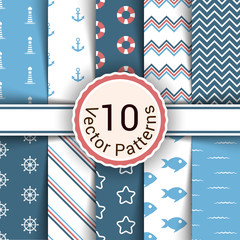Obraz premium eamless pattern for your work. Sea, fish, lighthouse, water, life preserver wheel pattern