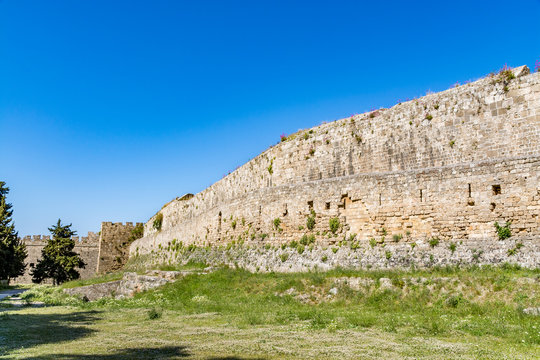 Astonishing walls of Rhodes old town, Rhodes island, Greece