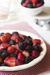 Making a Mixed Berry Fruit Pie: Fresh Berries in Pie Shell