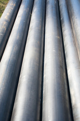 Soft focused picture of  Division round steel pipe in Factory ,Texture background