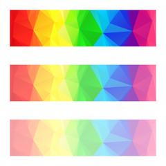 vector abstract irregular polygon banners with a triangle pattern with different opacity - full spectrum color rainbow strip