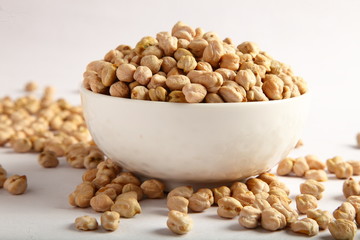 Bowl of healthy legume chickpeas,
