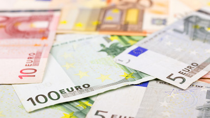 Close-up of European euro, money background.