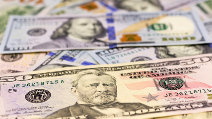 Close-up of American dollars money background.