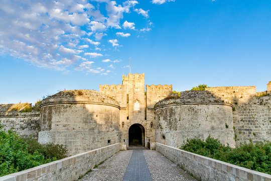 Gate d&rsquo;Amboise in Rhodes, grand gate below the Palace of the Grand Master, Rhodes island, Greece 