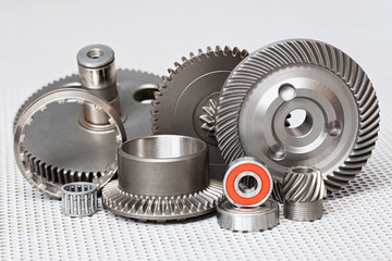 Many steel details on white background.