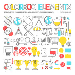 Color box icons, elements graphics.