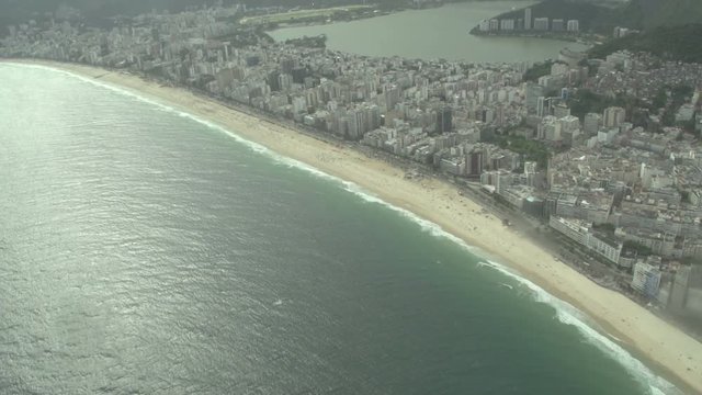 Helicopter flight,  Aerial,  Ipanema beach, Rio de Janeiro, Brazil
