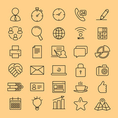 Office icons set. Vector flat line illustrations.