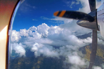 Naklejka na ściany i meble View of Himalayas mountains from the plane
