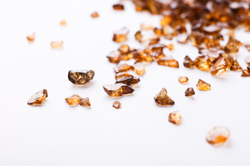 Brown Amber stones on white background