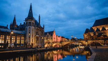 Fototapeta na wymiar Ghent. Image of Ghent, Belgium during twilight blue hour