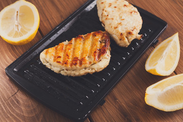 Halloumi roasted on grill cypriot cheese on wood