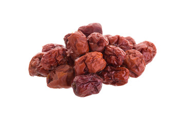 Dried jujube fruits chinese herbal medicine on a white background