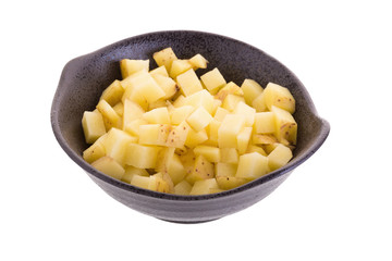 Chopped potato isolated on a white background