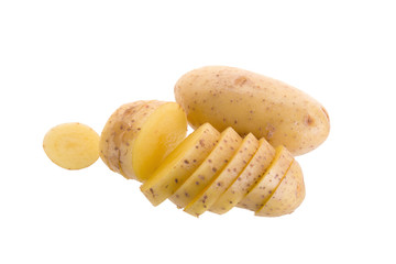Sliced potatoes isolated on a white background