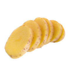 Sliced potatoes isolated on a white background