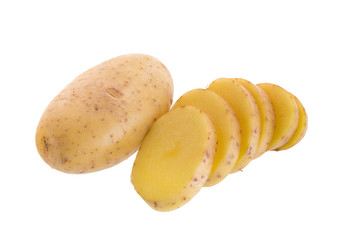 Sliced potatoes isolated on a white background