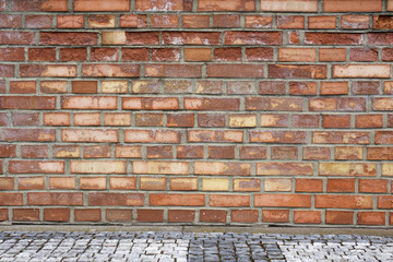 Red brick wall with pavement 6