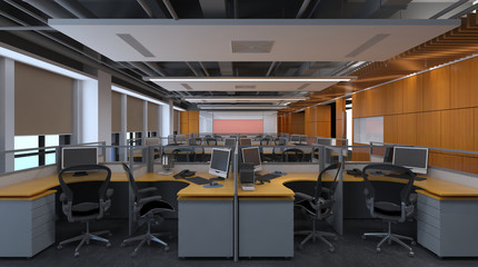 The modern office interior design 3d Illustration
