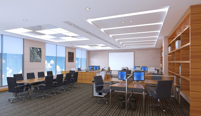 3d illustration modern office conference room