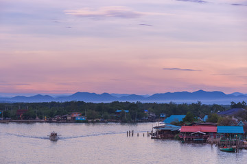 Sunrise and sky background at Bangtabun, Phetchaburi, Thailand