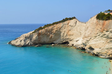 Fototapeta na wymiar Blue, clear water - amazing Lefkada beaches